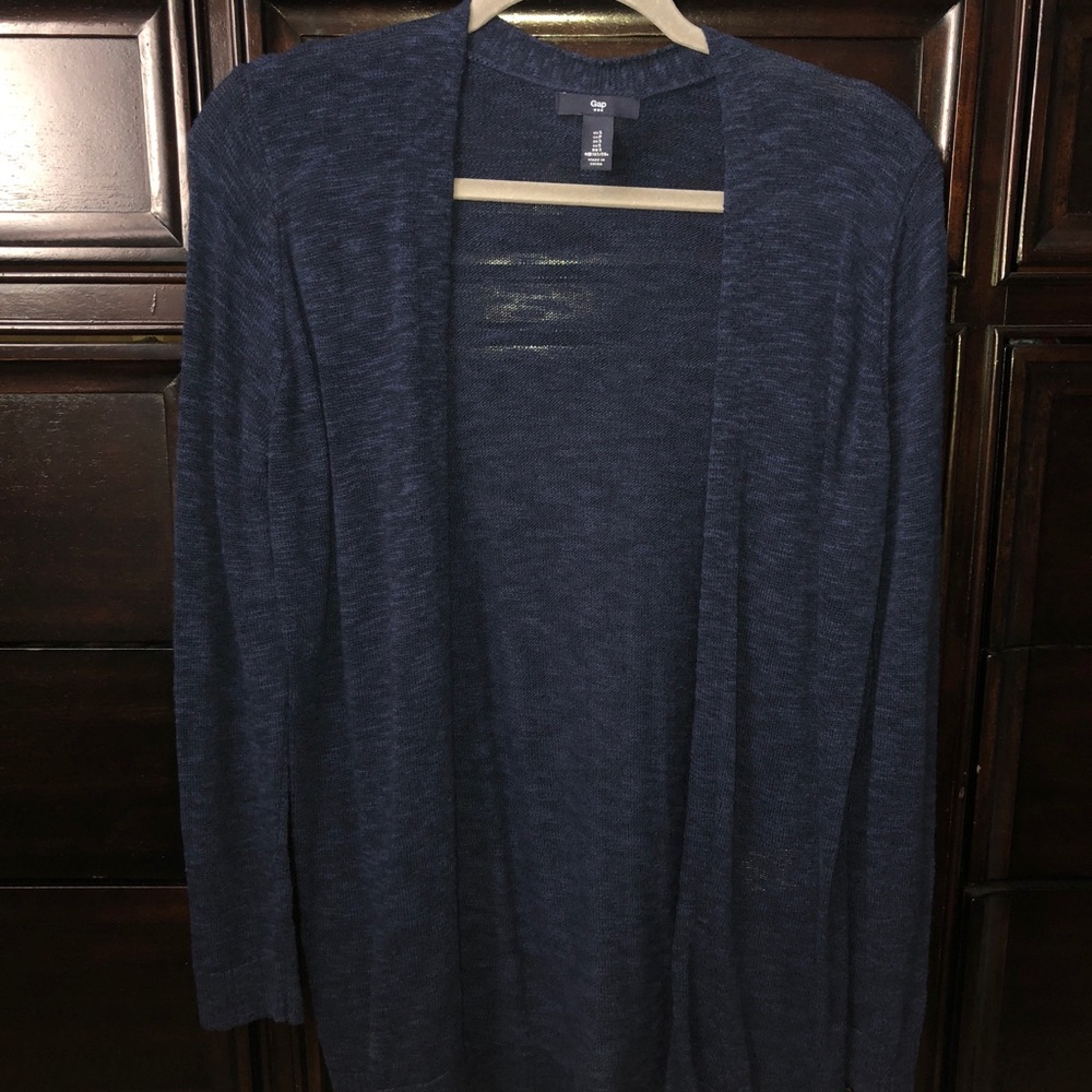 navy cardigan